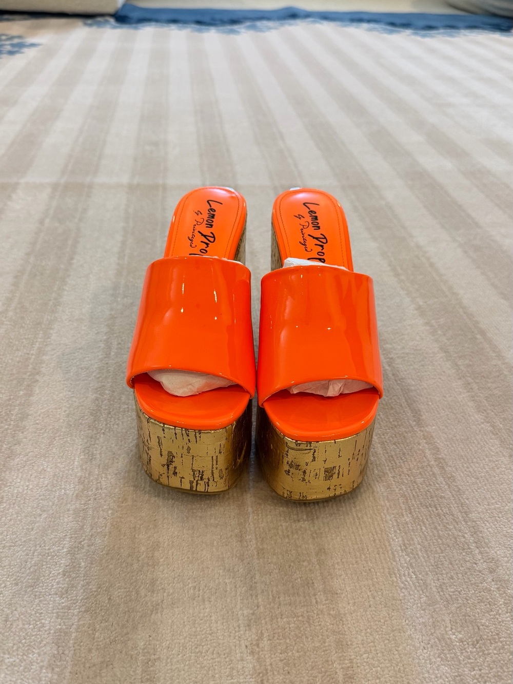 Lemon Drop by Privileged Shoes Gigietta Orange Platform Heels